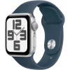 Apple Watch SE 2 2023 40mm GPS Silver Aluminum Case with Storm Blue Sport Band - S/M